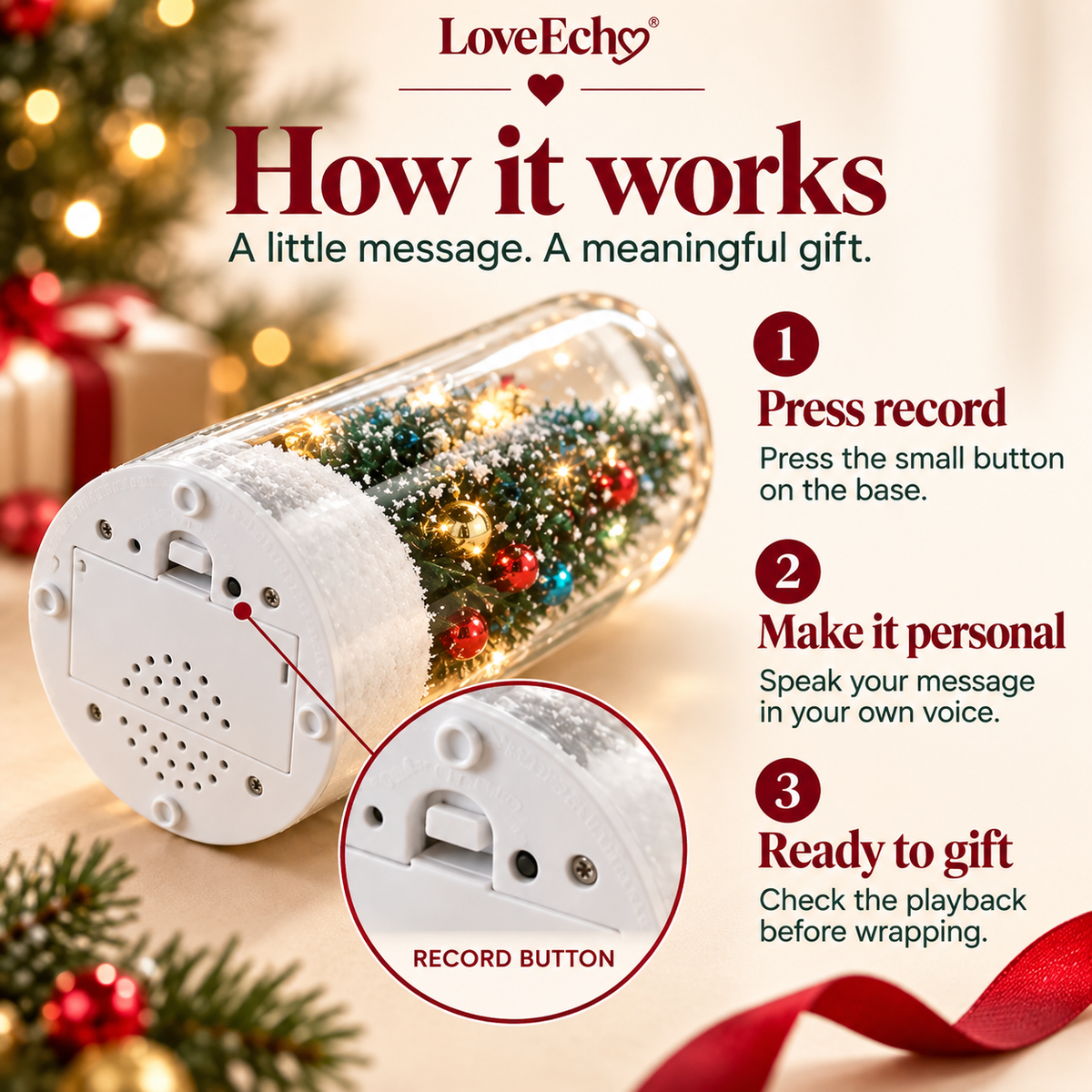 LoveEcho™ Recordable Christmas Message Bottle